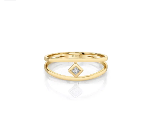 Princess-Cut Center Diamond Open Ring 14K