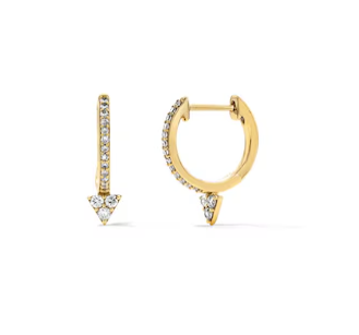 1/5 CT. T.W. Diamond Triangle Drop Hoop Earrings in 10K Gold