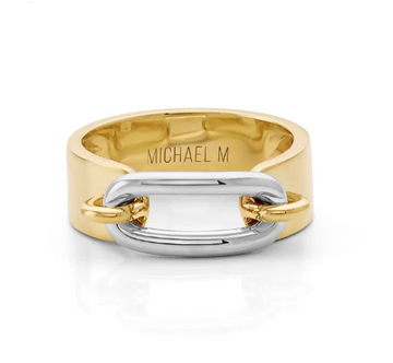 Two-Tone Gold Link Band 14K