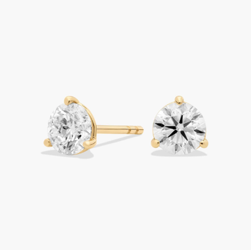 Three Prong Martini Round Brilliant Lab Grown Diamond Earrings In 14K Yellow Gold (1 Ct. tw. - F-G / VS2-SI1)