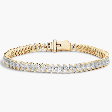 Tennis Bracelet With 6 CTW Marquise Cut Lab-Grown Diamonds In 14K Yellow Gold