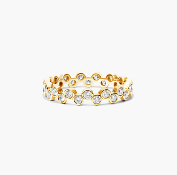 Crease Round Diamond Ring In 14K Yellow Gold