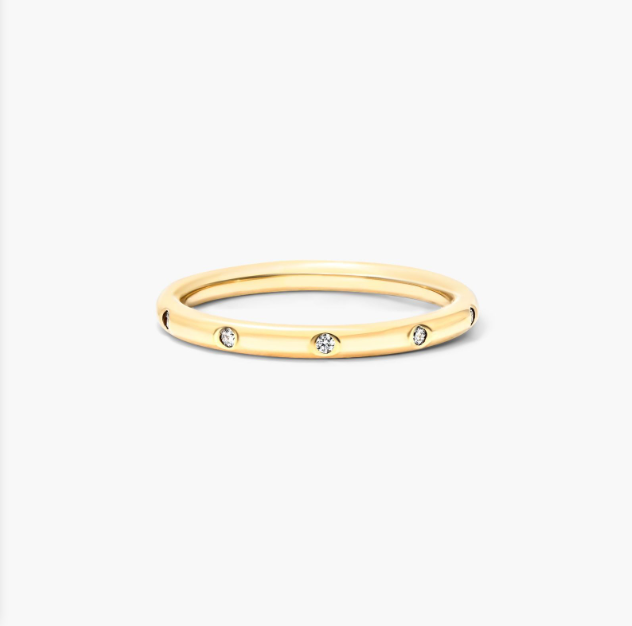 Bezel Set Diamond Ring In 14K Yellow Gold