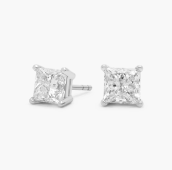 Princess Cut Lab-Grown Diamond Princess Cut Stud Earrings in 14k White Gold (2 Ct. tw. - F-G / VS2-SI1)