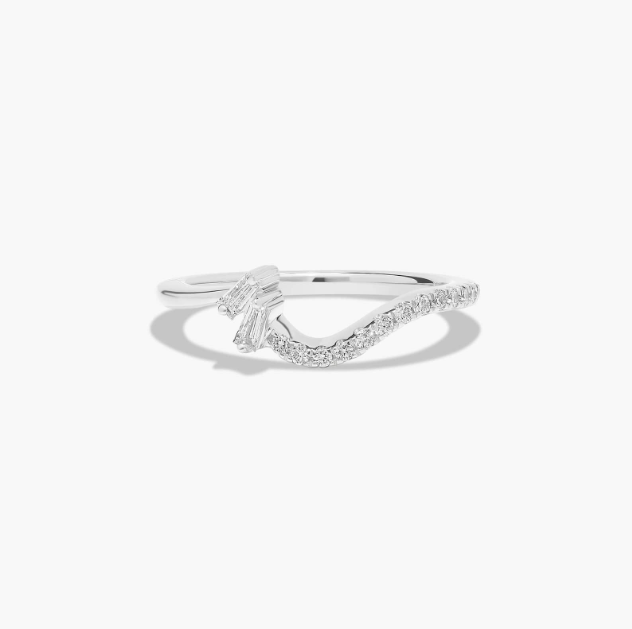 Feathered Contour Diamond Wedding Ring In 14K White Gold (1.50mm)
