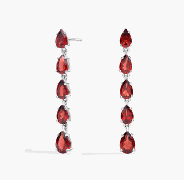 Pear Shaped Garnet Drop Earrings in Sterling Silver