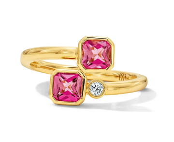 Pink Tourmaline & Diamond Toi et Moi Ring 14K