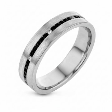 Black and White Diamond Wedding Band 14K