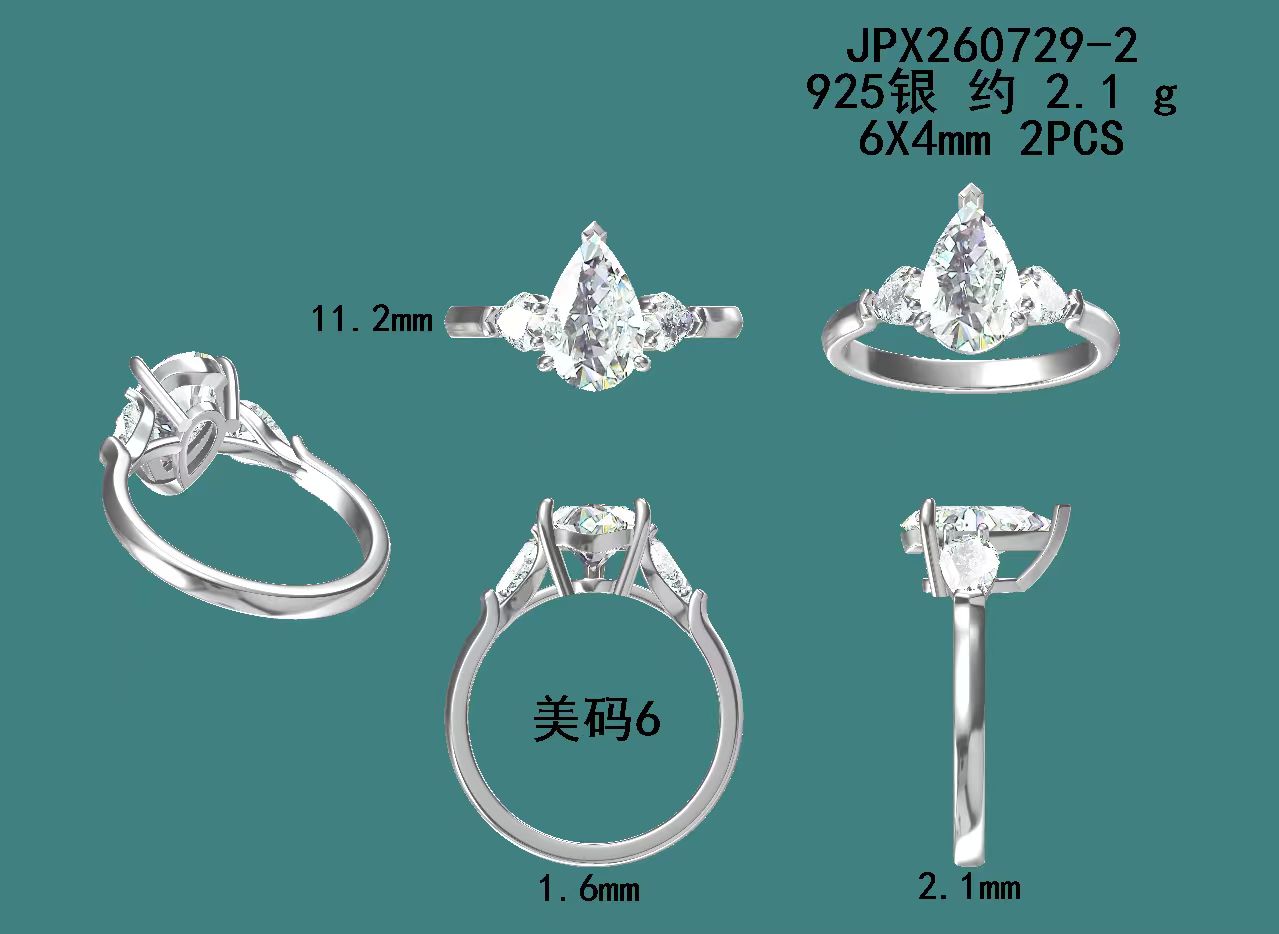 Lady evans-A 2-carat pear-cut Three-Life Stone in 925 silver