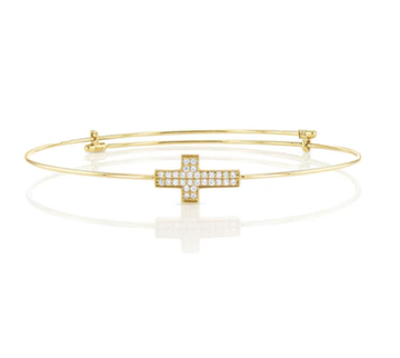 .17 Carats Lab-grown Diamond Sideways Cross Adjustable Bangle