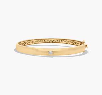14K Yellow Gold Fancy Bezels Lab Grown Emerald Diamond Bangle Bracelet