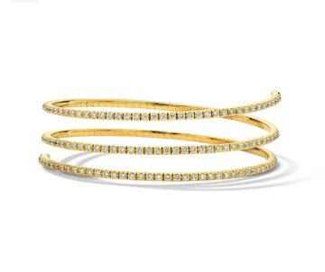 Three Flow Diamond Flexible Wrap Bracelet 14K
