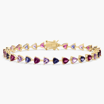 Trillion Cut Purple Gemstone Fashion Tennis Bracelet in 14k Yellow Gold