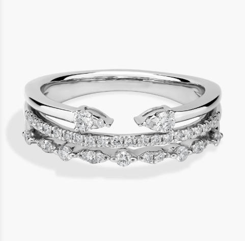 Open Stacked Diamond Ring in 18k White Gold (1/3 ct. tw.)