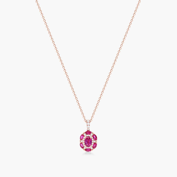 14K Rose Gold Imperial Ruby and Diamond Necklace