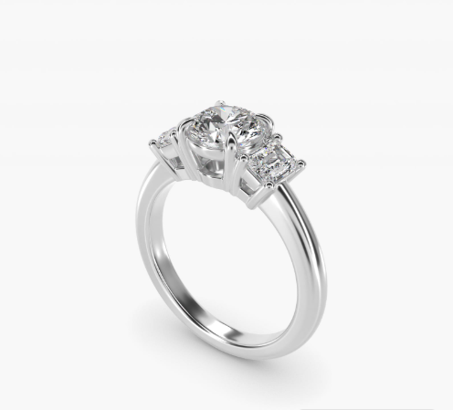 Three-Stone Emerald Cut Diamond Engagement Ring in 14K White Gold (5/8 ct. tw.) (Copy)