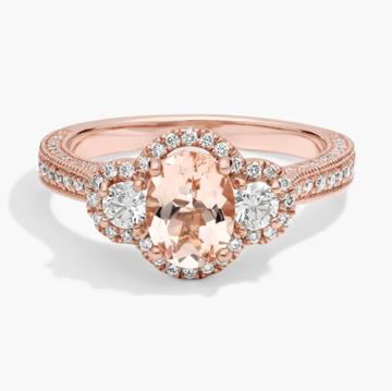 Morganite and Diamond Fashion Ring in 14k Rose Gold