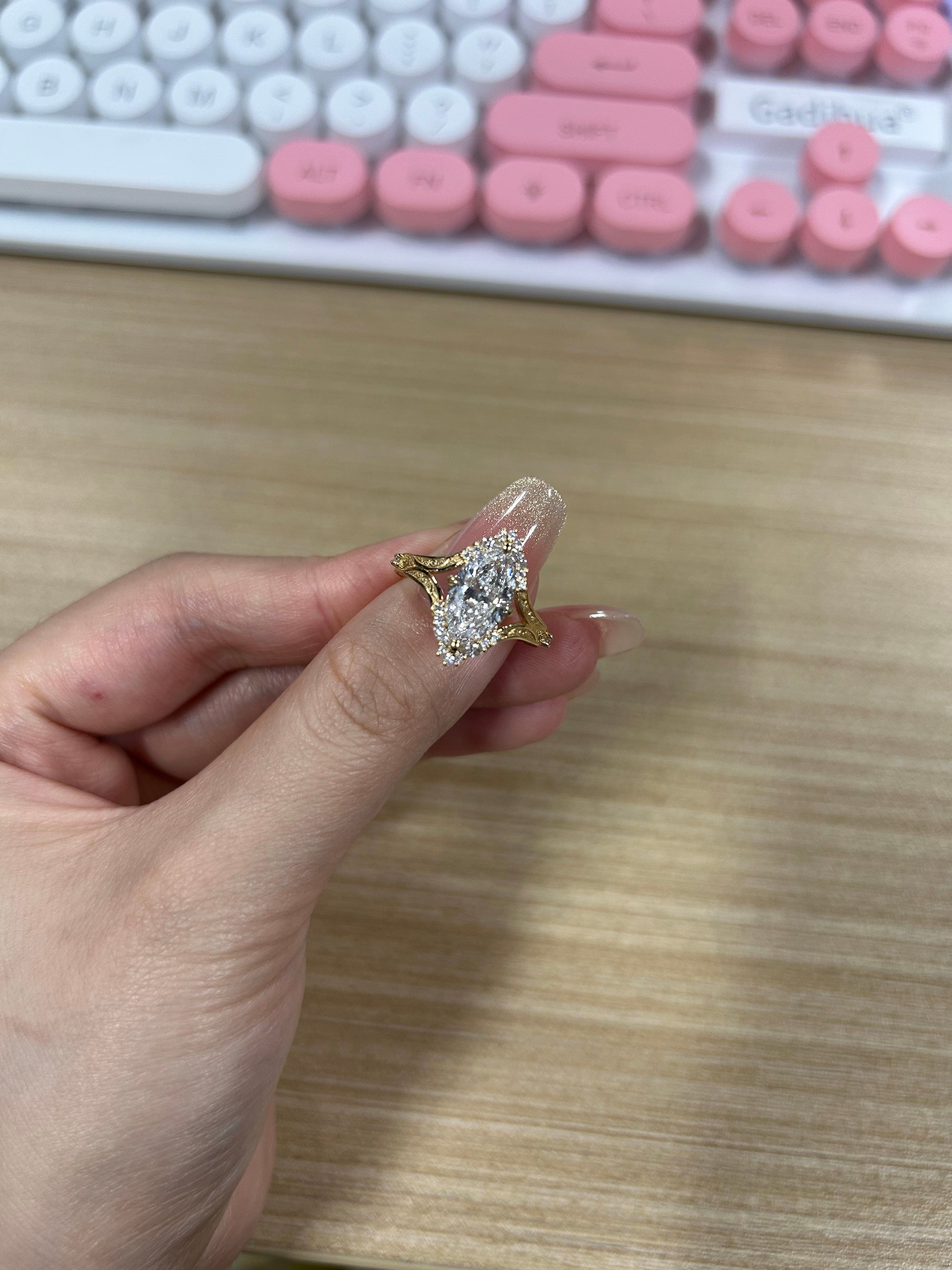 Loveal 1.9 Ct Marquis Ring, 14k gold and size 6,real diamond and real gold