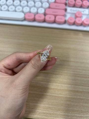 Loveal 1.9 Ct Marquis Ring, 14k gold and size 6,real diamond and real gold