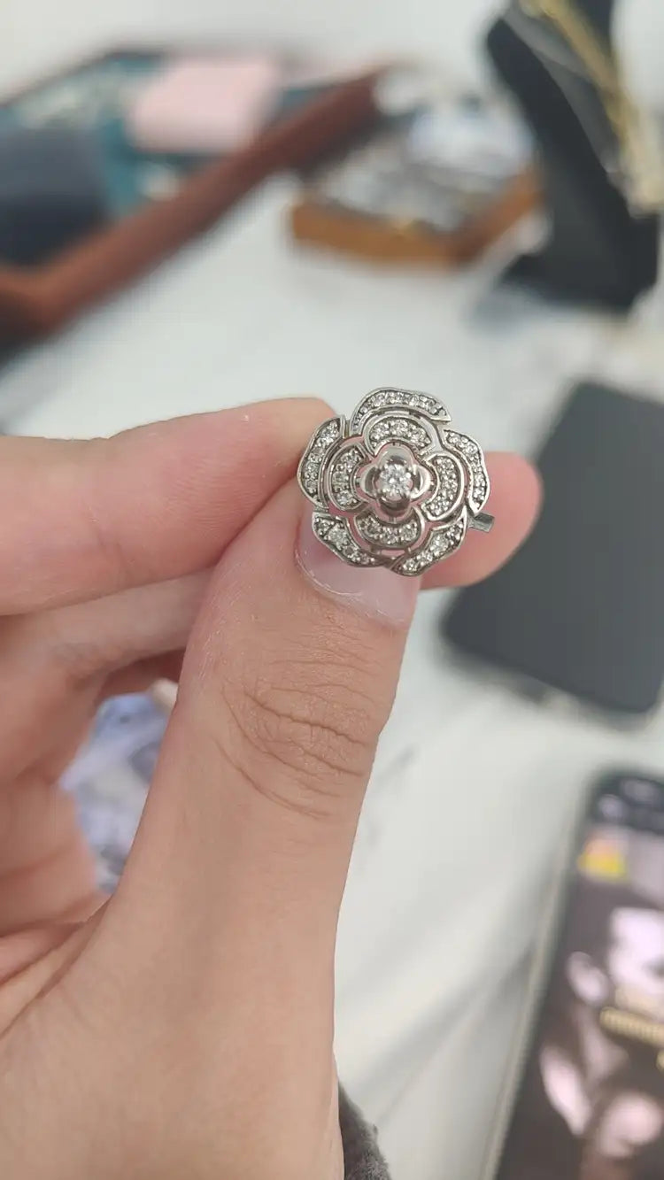 Samsquared-folower ring 925 silver size 8