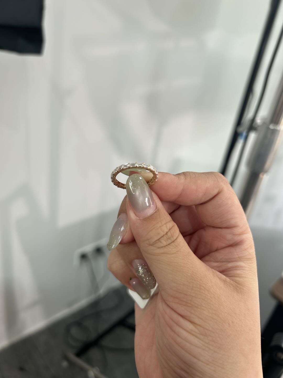 14k Emerald eternity band