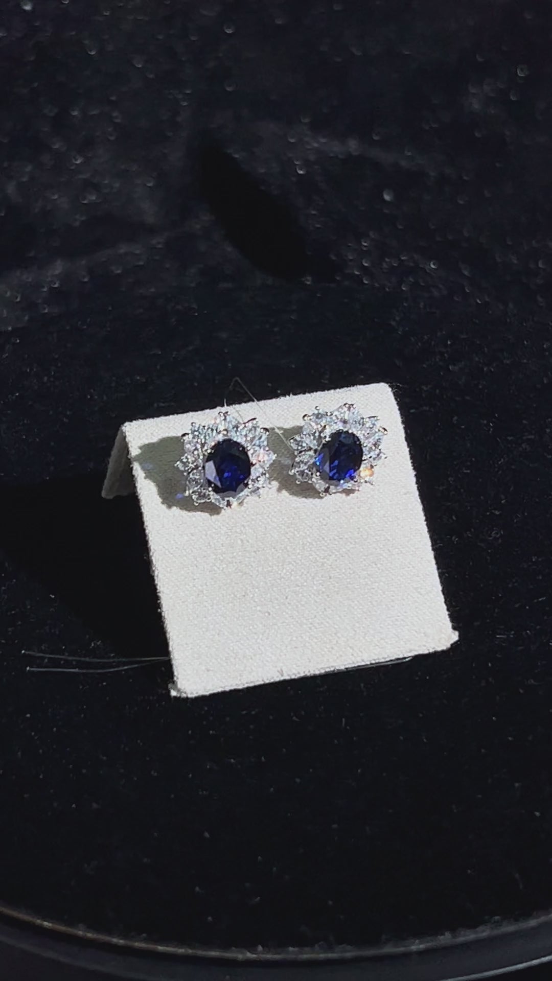 Oval Cut Lab Grown Sapphire Stud Earrings, Total 3ct in S925 Silver