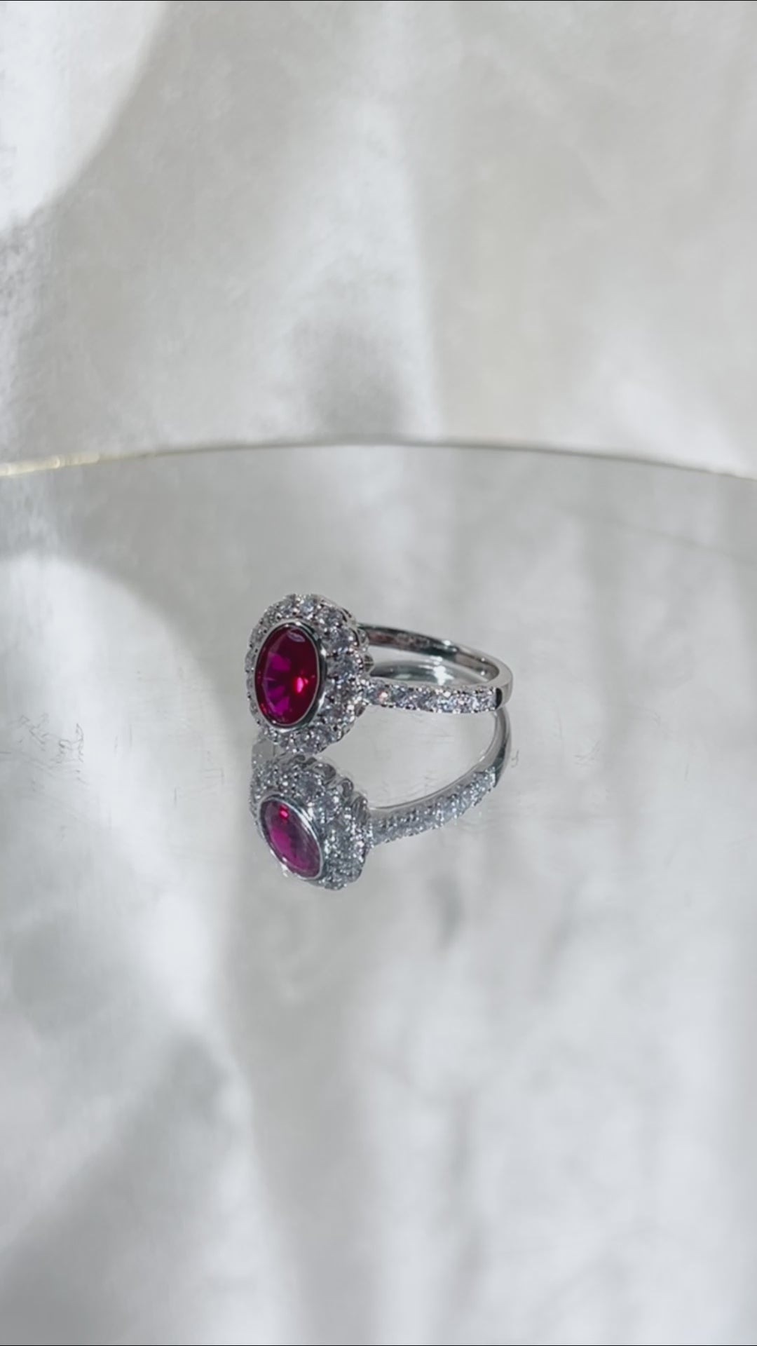 Oval Cut Lab Grown Ruby Ring, Center Stone 1.5ct in S925 Silve