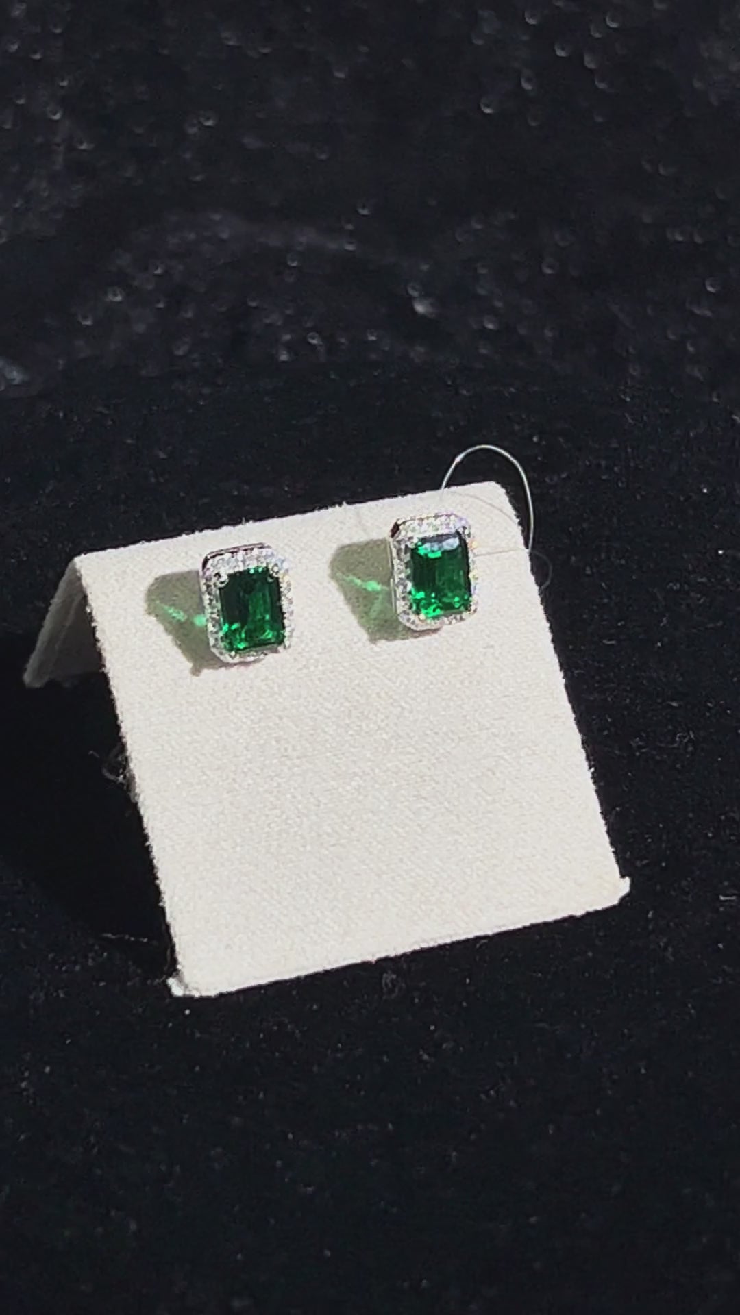 Emerald Cut Lab Grown Emerald Stud Earrings, Total 2ct in S925 Silver