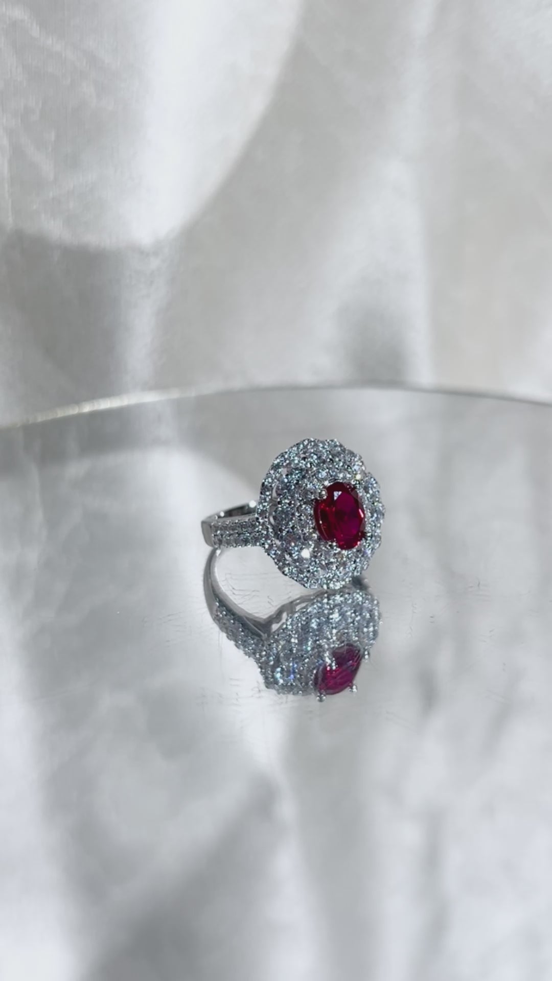 Oval Cut Lab Grown Ruby Ring , Center Stone 1.5ct in S925 Silver