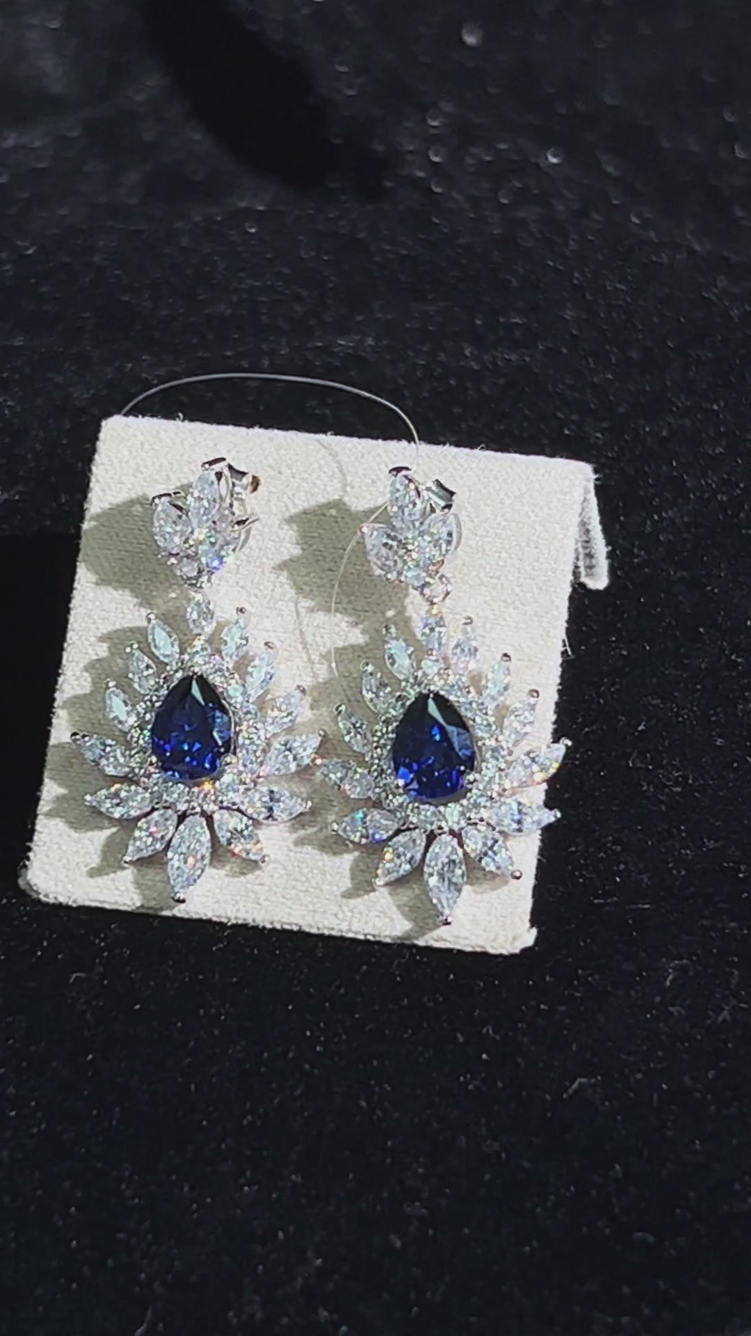 Pear Cut Lab Grown Sapphire Drop Earrings, Total 3ct in S925 Silver