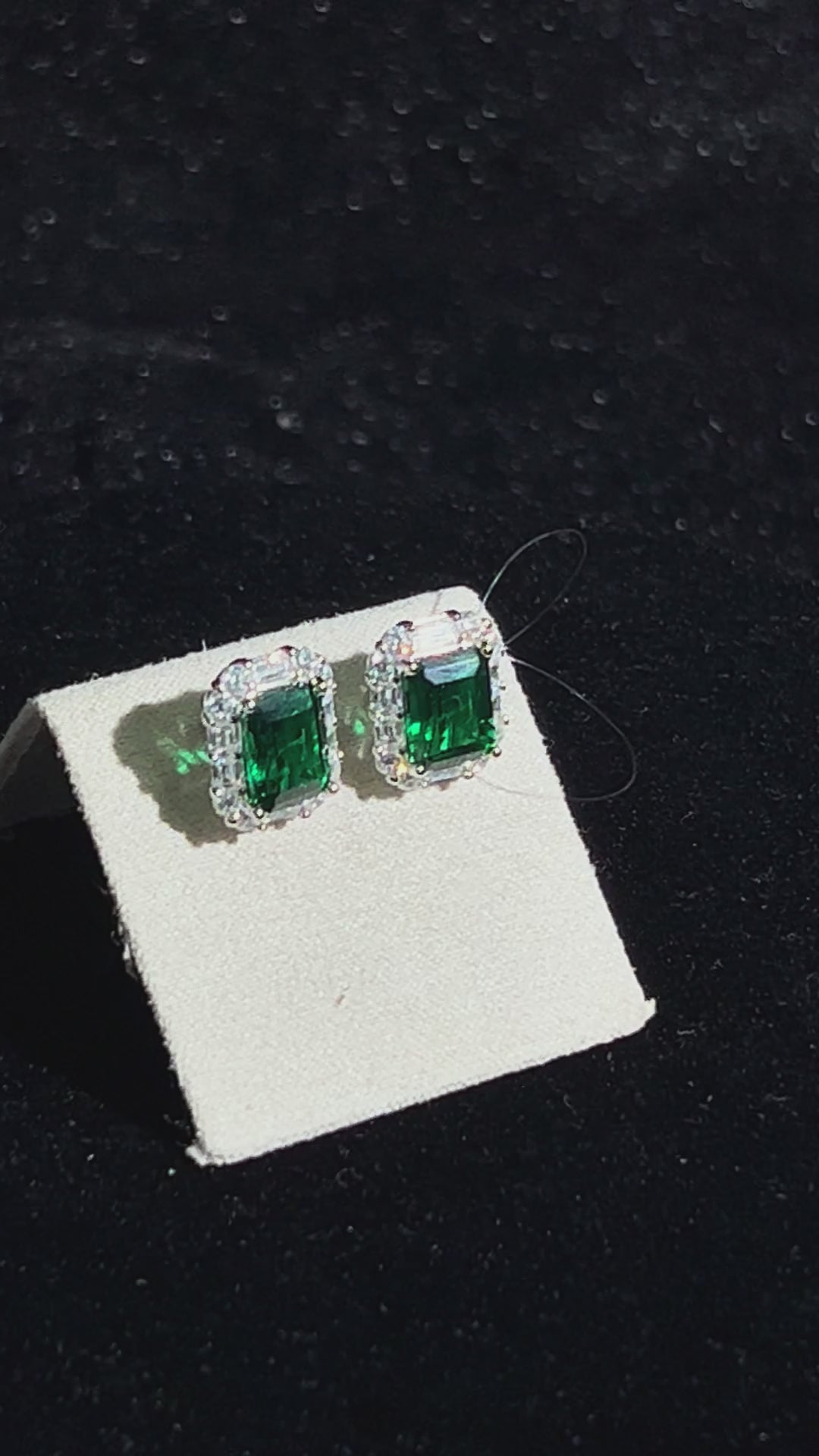 Emerald Cut Lab Grown Emerald Stud Earrings, Total 6ct in S925 Silver